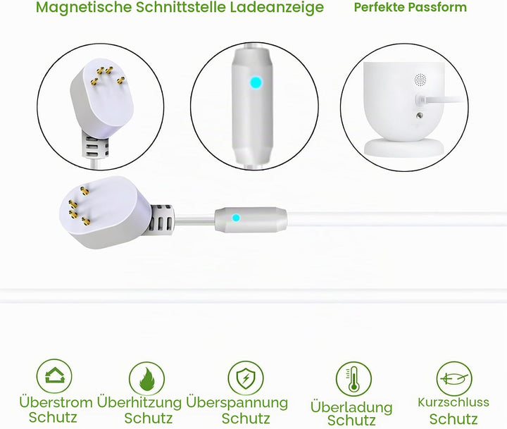 Verbessertes 6-W-Solarpanel mit Ladewarnung, Atemlicht, kompatibel mit Google Nest-Kamera für den In