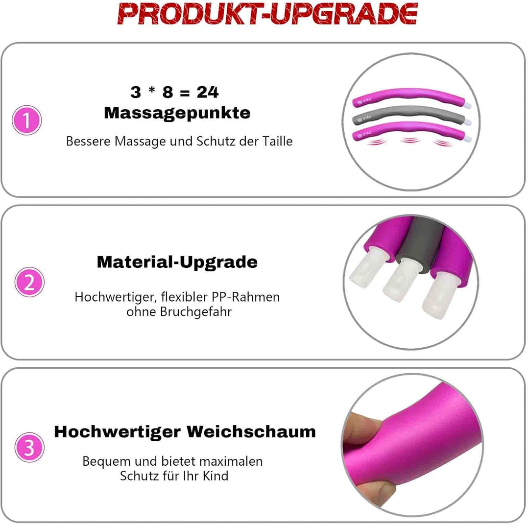 LETAO Hula Hoop Reifen Kinder von 4-8 Jahren | 510g Rosa-Grau Hula Hoop Reifen Kinder, Zerlegbar, in