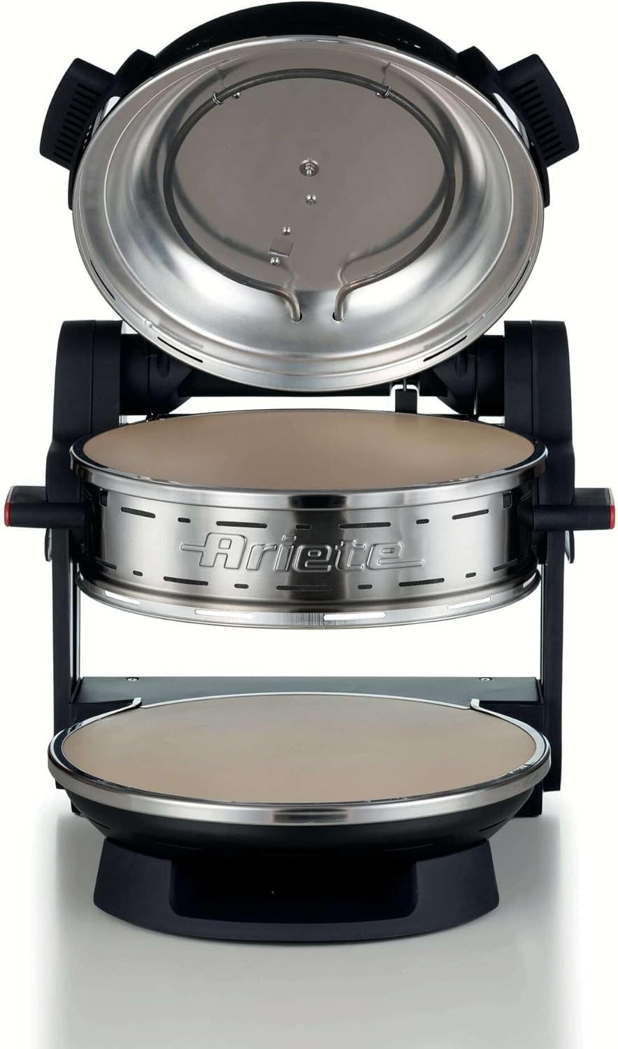 Ariete Forno Pizza Doppio 927, Pizzaofen mit 5 Kochstufen, 2 feuerfesten Antihaft-Platten, 2 Holzkli