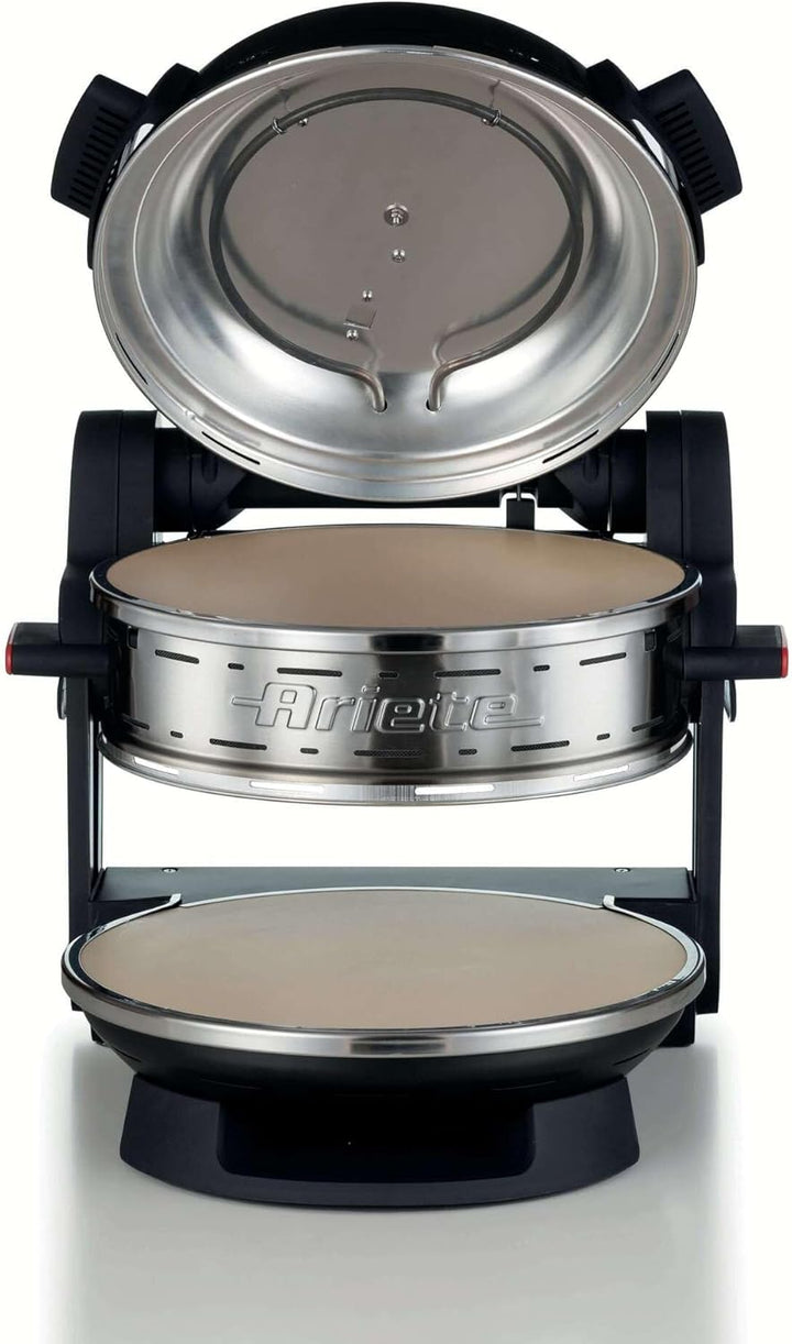 Ariete Forno Pizza Doppio 927, Pizzaofen mit 5 Kochstufen, 2 feuerfesten Antihaft-Platten, 2 Holzkli