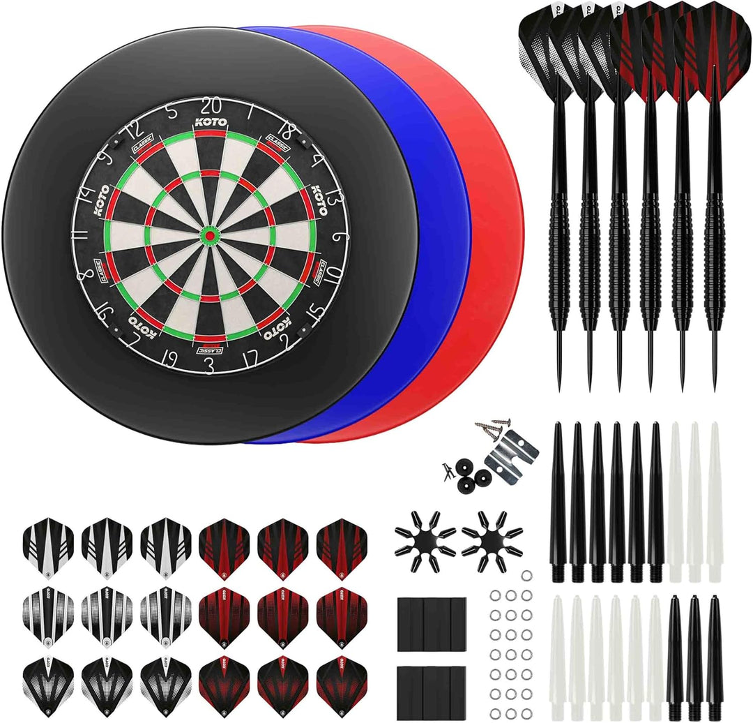 KOTO - King Classic Edition Schwarz Incl. Surround & Accessory Kit Steeltip 90 Stücks, 2 Sets Dartpf