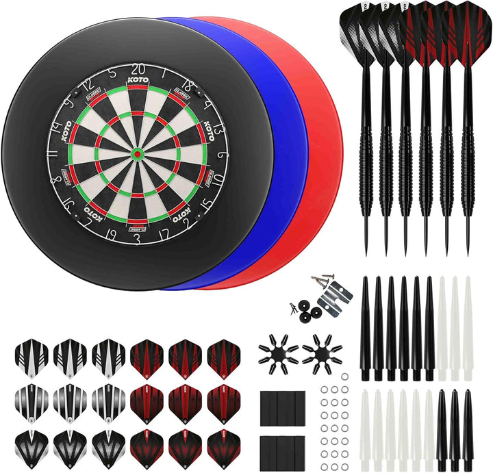 KOTO - King Classic Edition Schwarz Incl. Surround & Accessory Kit Steeltip 90 Stücks, 2 Sets Dartpf