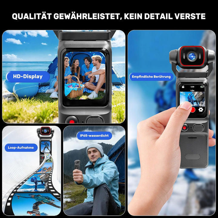 Vlogging Kamera 4K, Kleine Pocket Kamera, Actionkamera für Outdoor