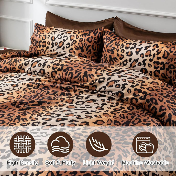 A Nice Night Seidig weiche Satin-Steppdecke mit Leopardenmuster, sexy, luxuriös, superweiche Mikrofa