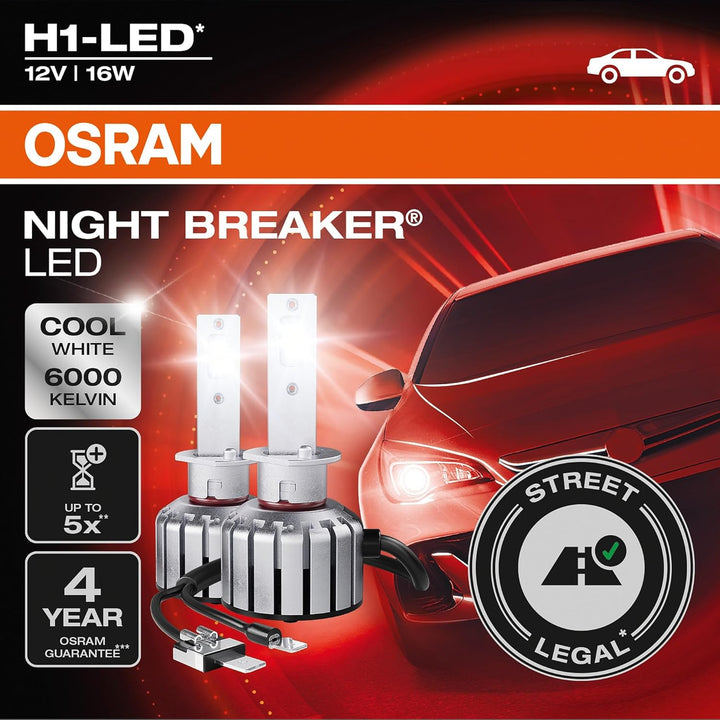OSRAM NIGHT BREAKER H1-LED; bis zu 40% weniger Blendung; erste strassenzugelassene H1 LED-Nachrüstla