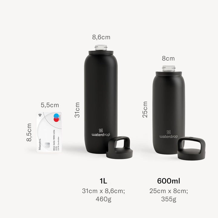 waterdrop® All Purpose Thermosflasche 1L. isolierte Edelstahl Trinkflasche. 24h kalt - 6h/12h heiss.