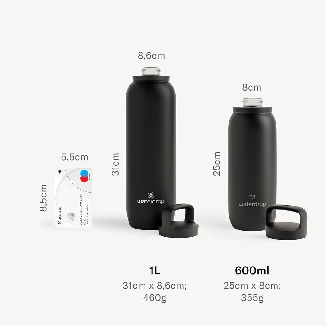 waterdrop® All Purpose Thermosflasche 1L. isolierte Edelstahl Trinkflasche. 24h kalt - 6h/12h heiss.