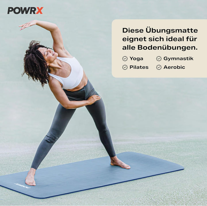 POWRX Gymnastikmatte - Trainingsmatte für Yoga, Gymnastik und Pilates Zu Hause - rutschfeste, Phthal
