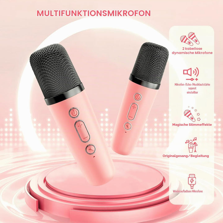 YLL Mini Kinder Karaoke Maschine mit 2 Mikrofon, Karaoke Geschenke für Mädchen Alter 3 4 5 6 7 8 9 1