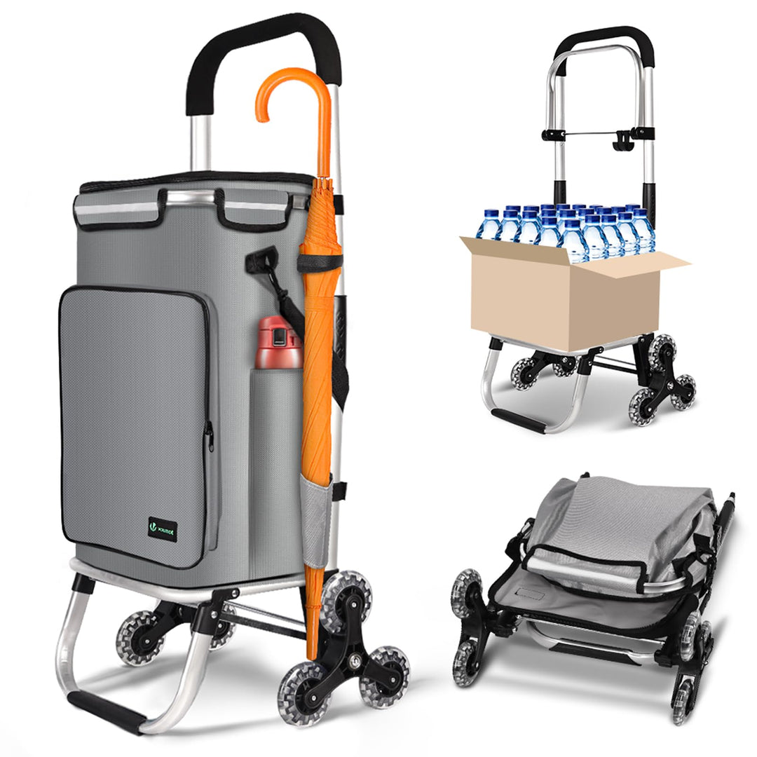 VOUNOT® Aluminium Einkaufstrolley Treppensteiger, 3 in 1 Trolly Einkaufswagen Klappbar, Hackenporsch