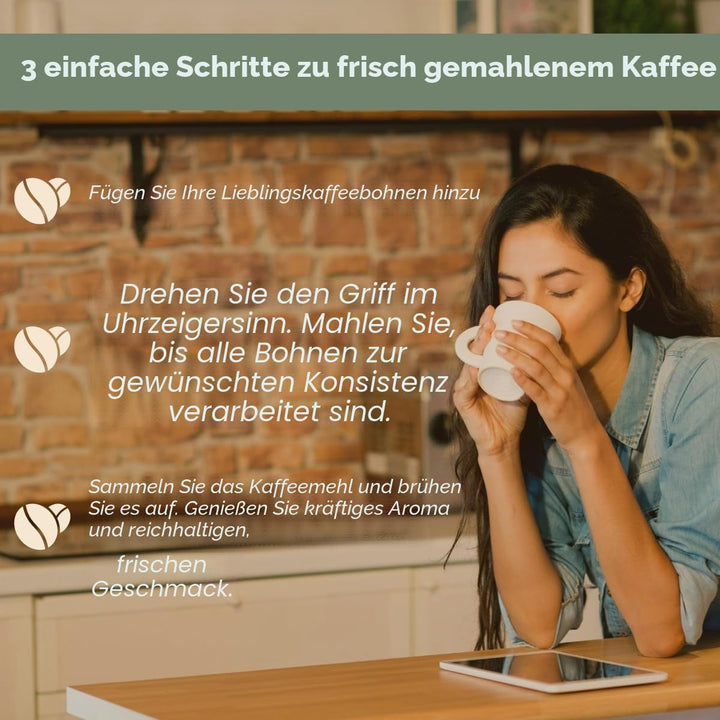 Manuelle Kaffeemühle, 22.9 cm, handgefertigt, Messing, manuelle Bohnenmühle mit verstellbarer Handku