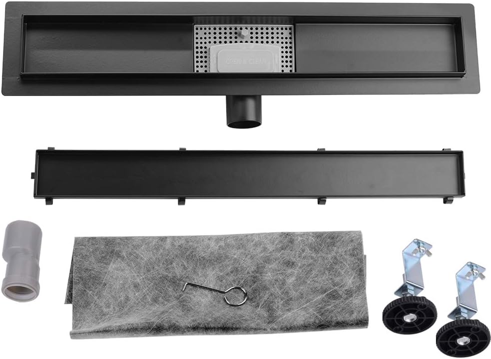 Duschrinne,60cm,2 in 1,Siphon mit Geruchsstop und Haarsieb Randablauf Befliesbar Edelstahl Ablaufrin