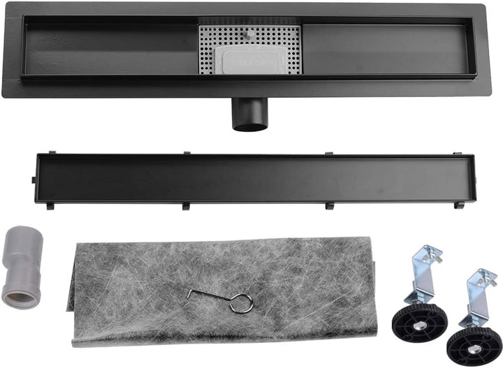 Duschrinne,60cm,2 in 1,Siphon mit Geruchsstop und Haarsieb Randablauf Befliesbar Edelstahl Ablaufrin