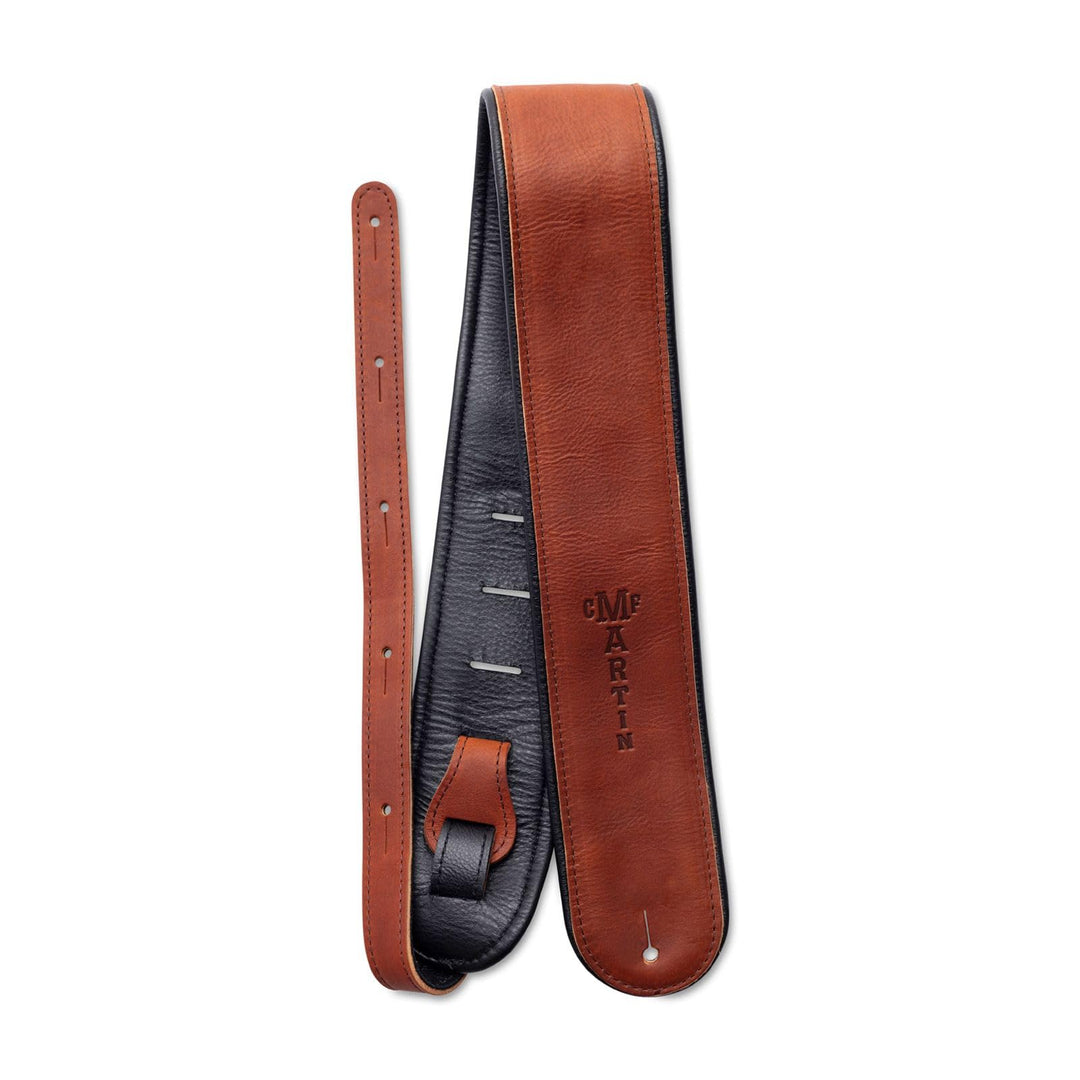 Martin 18A0028 Premium Gitarrengurt aus gerolltem Leder, 6,4 cm, Braun
