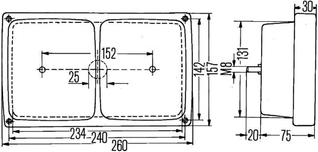 HELLA - Heckleuchte - Glühlampe - 12/24V - Einbau/Anbau/geschraubt - Lichtscheibenfarbe: rot/gelb -