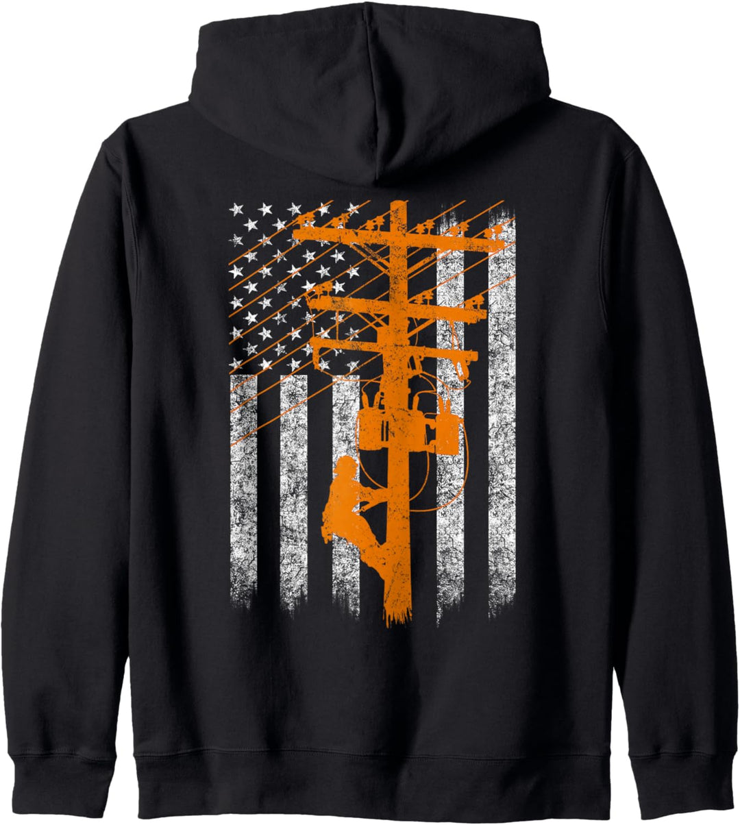 Silhouette American Flag Lineman Electrician Kapuzenjacke