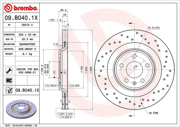 BREMBO 09.B040.1X Bremsscheiben