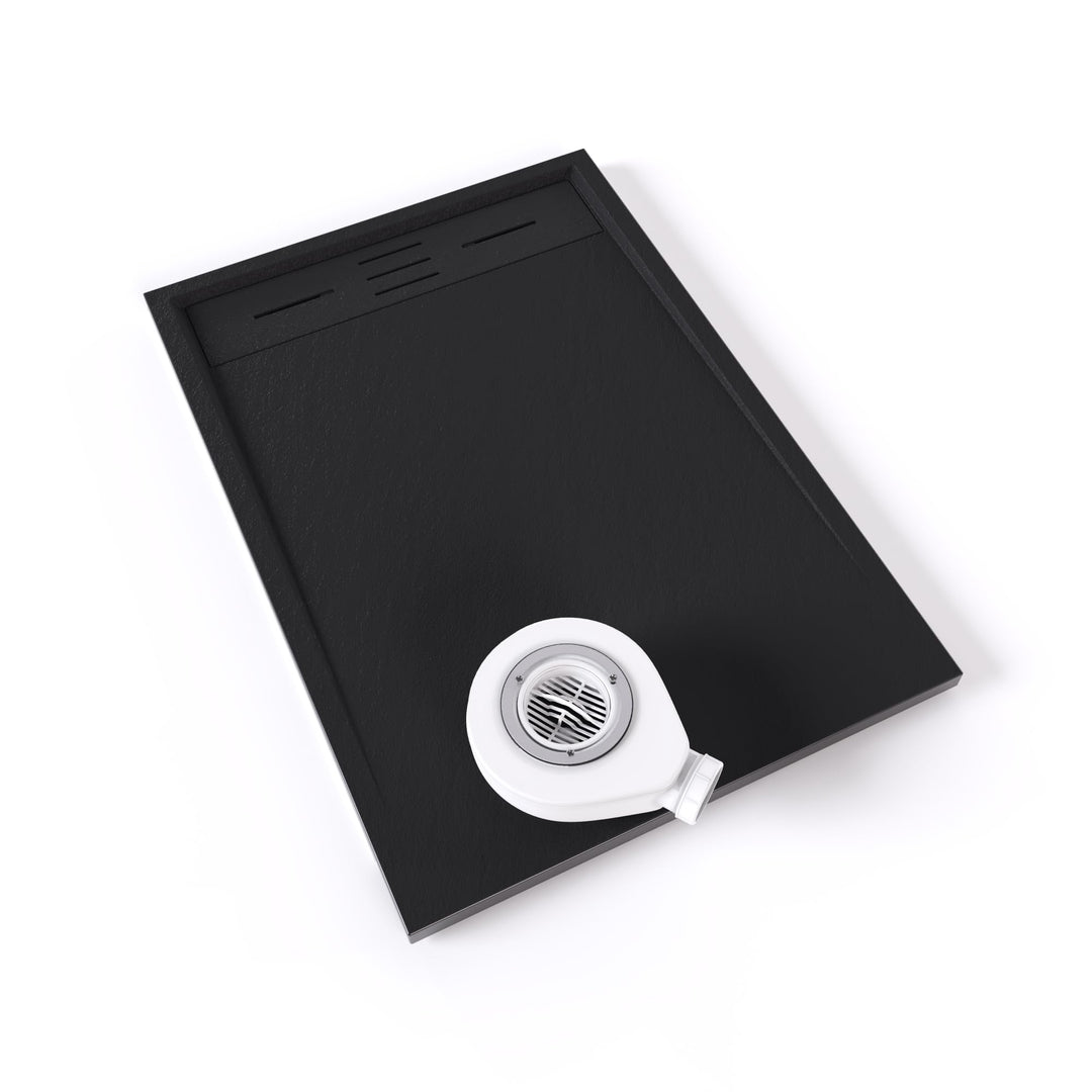 SMC Duschwanne HIEMAL 70x100 cm Schwarz RAL7021 extra flache robuste Duschtasse, ANTI-Rutsch-Oberflä