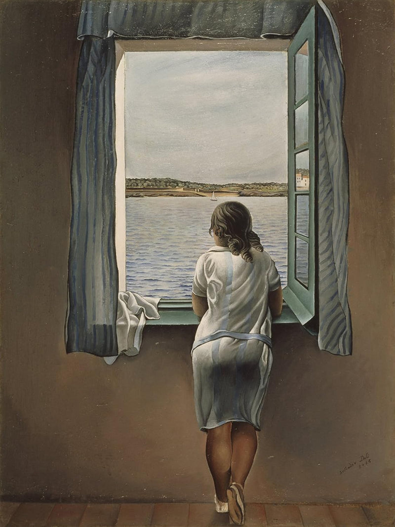 time4art Salvador Dali Surrealism Girl at The Window Mädchen am Fenster Print Canvas Bild auf Keilra
