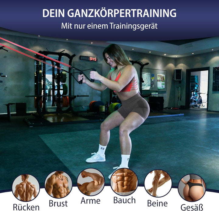 POWERFUL-X Widerstandsbänder mit Türanker und Handgriffen, Resistance Bands, Fitnessbänder für Kraft