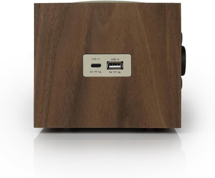 Tivoli Audio Model Three Bluetooth Clock Radio with USB-A &amp; USB-C Charging Ports (Walnut/Beige) Waln