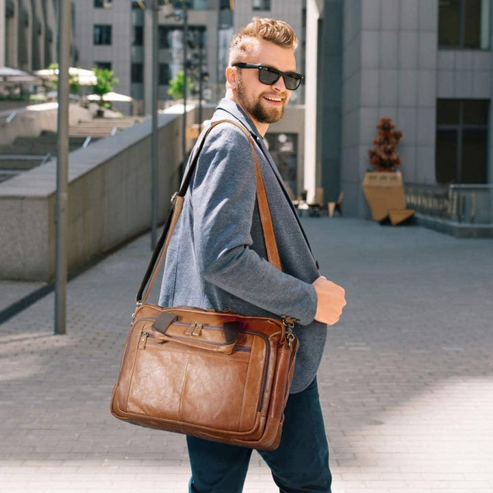 UBaymax Leder Aktentasche Laptoptasche Herren, Vintage Ledertasche Businesstasche für bis 17 Zoll La