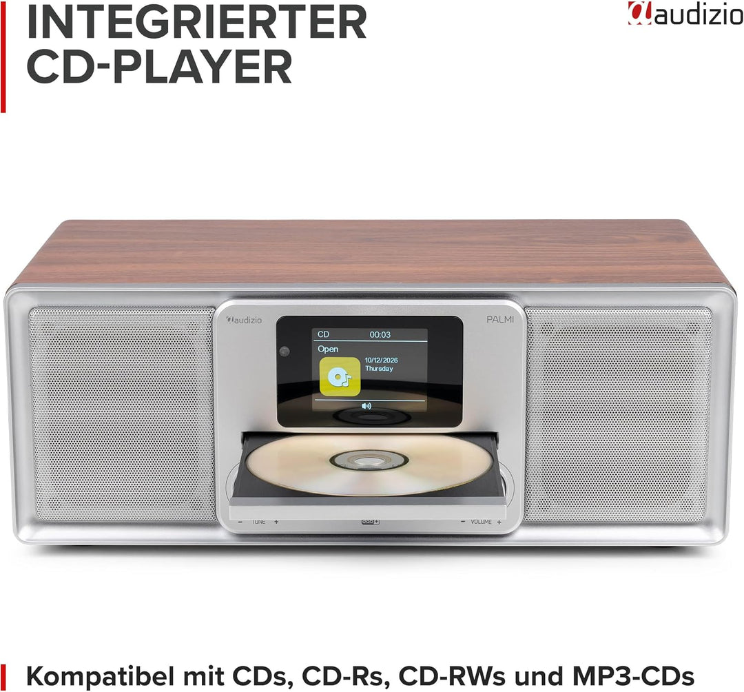 Audizio Palmi - DAB Radio mit CD Player - 60 Watt Stereoanlage mit Bluetooth 5.0, USB &amp; Equalizer, W