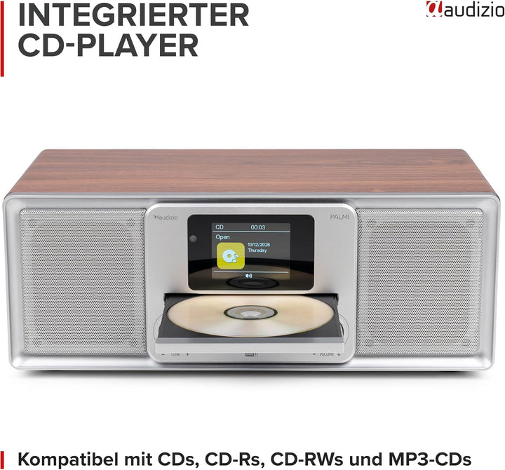 Audizio Palmi - DAB Radio mit CD Player - 60 Watt Stereoanlage mit Bluetooth 5.0, USB &amp; Equalizer, W