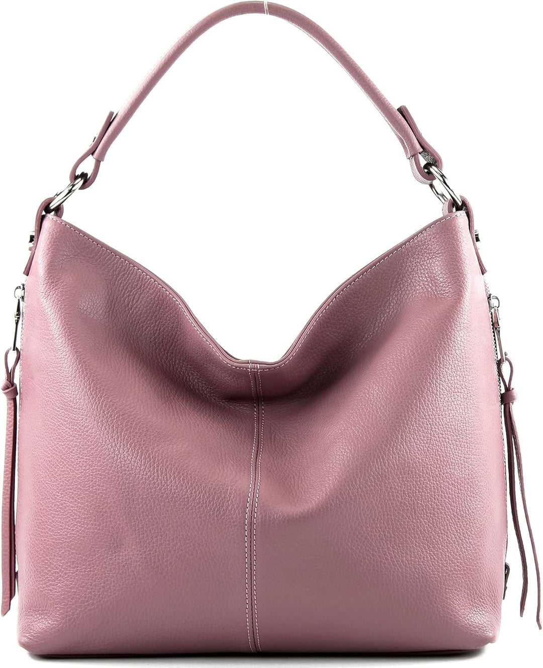 modamoda de Damen Schultertasche, Leder T160 T160 Altrosa, T160 Altrosa