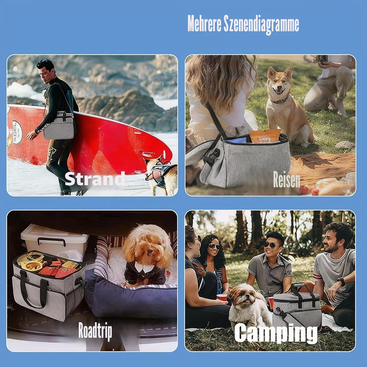 Hunde Reisetasche Grosse Hundetasche, Reisetasche für Hunde Organizer für Tierbedarf mit 2 Futterbeh