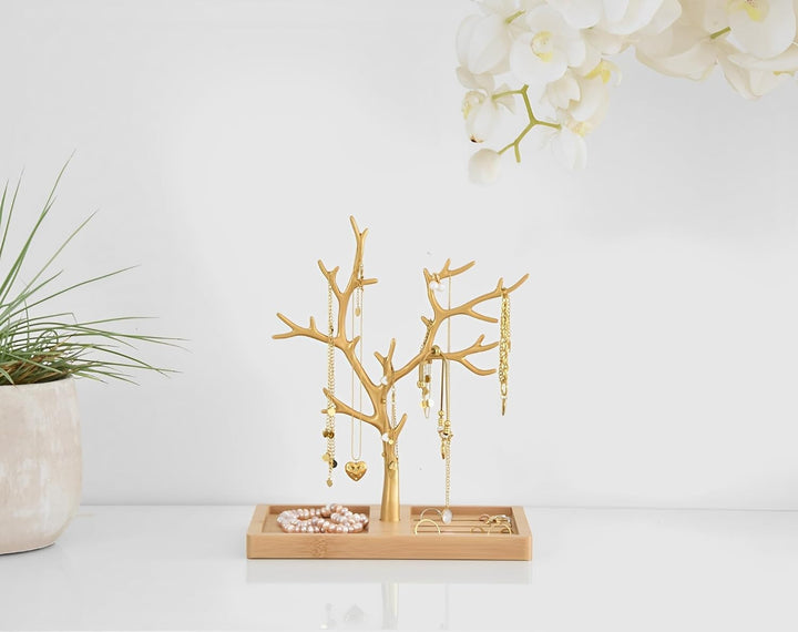 Schmuckbaum Weiss Gold, Schmuckhalter Weiss, Schmuckständer Schwarz, Schmuckaufbewahrung Rose Gold W