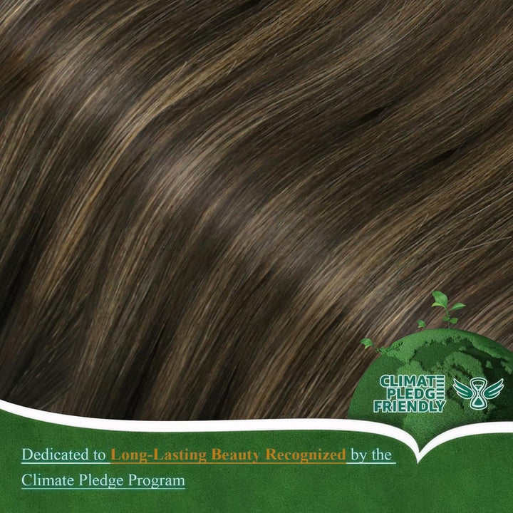 Easyouth Balayage Nanoring Haarverlängerung Echthaar 35 cm Braun Aschbraun und Dunkelstes Braun Misc
