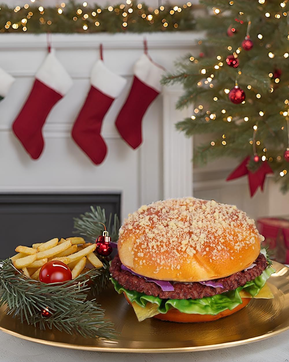 1 x künstlicher Hamburger-Burger, realistisches Brot-Modell, Fotografie-Requisite für Zuhause, Küche