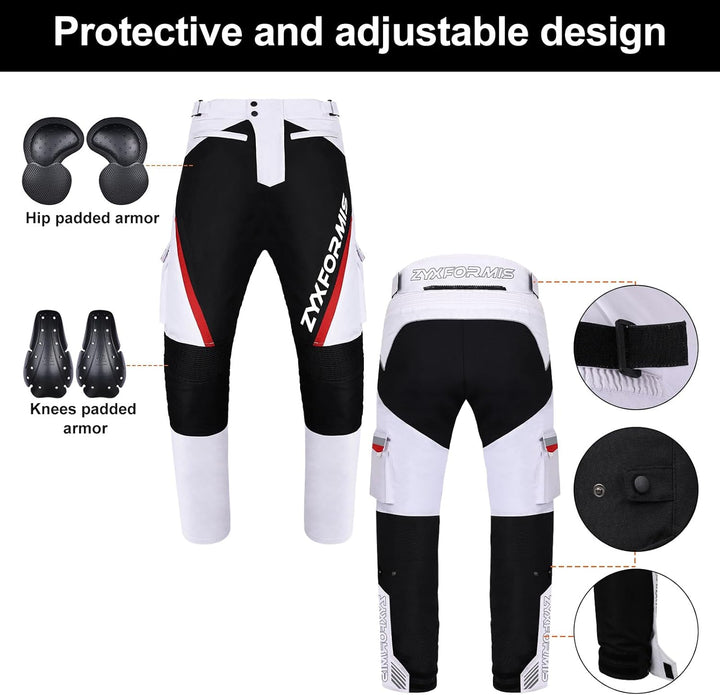 Motorrad Hosen Herren mit Protektoren und Reflektoren, Wasserdicht Winddicht Textil Motorradhose mit