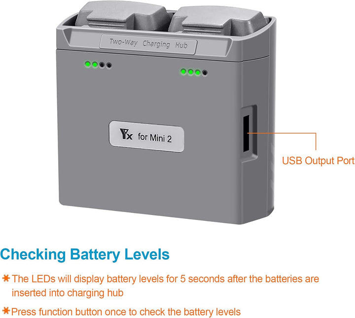 LED Akku Zweiwege Ladestation für DJI Mini 4K/2,Mini SE/2 SE Drohne, Ladegerät Hub Zubehör