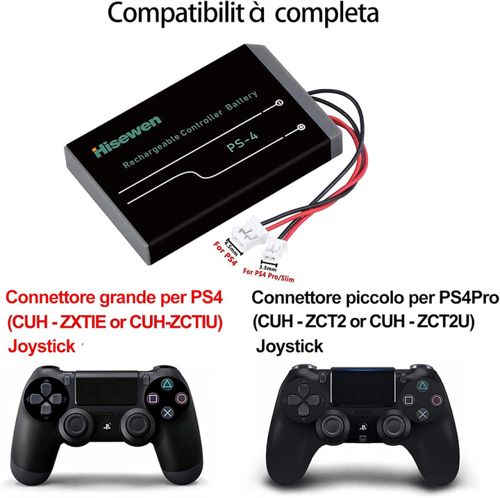 PS4 Controller Akku, Hisewen 2Pack 2000mAh PS4Pro LIP1522 KCR1410 Akkus für Sony Playstation 4 Duals