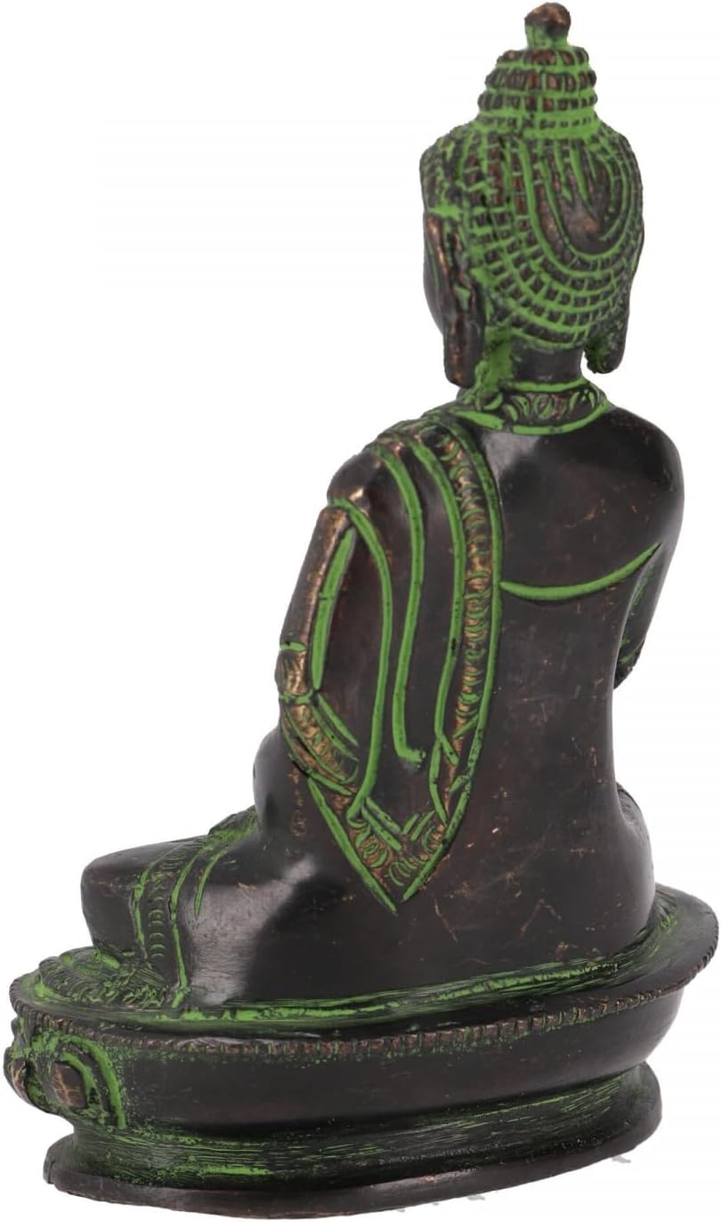 GURU SHOP Buddha Statue aus Messing Amoghasiddhi Buddha 14 cm - Modell 13, Grün, Buddhas, Modell 13