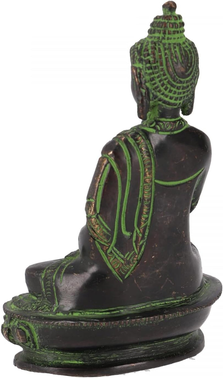 GURU SHOP Buddha Statue aus Messing Amoghasiddhi Buddha 14 cm - Modell 13, Grün, Buddhas, Modell 13