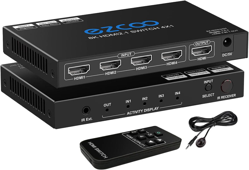 8K HDMI 2.1 Switch 4K 120Hz 4x1 48Gbps VRR ARC HDCP2.3 HDR10 CEC Passthough HDMI Umschalter 8K 60Hz