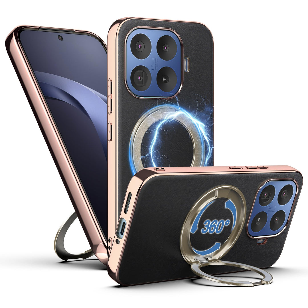 Magnethülle für Xiaomi 17T Pro, luxuriöse Lederrückseite mit Ständer, 360° Verstellbarer Ständer, st