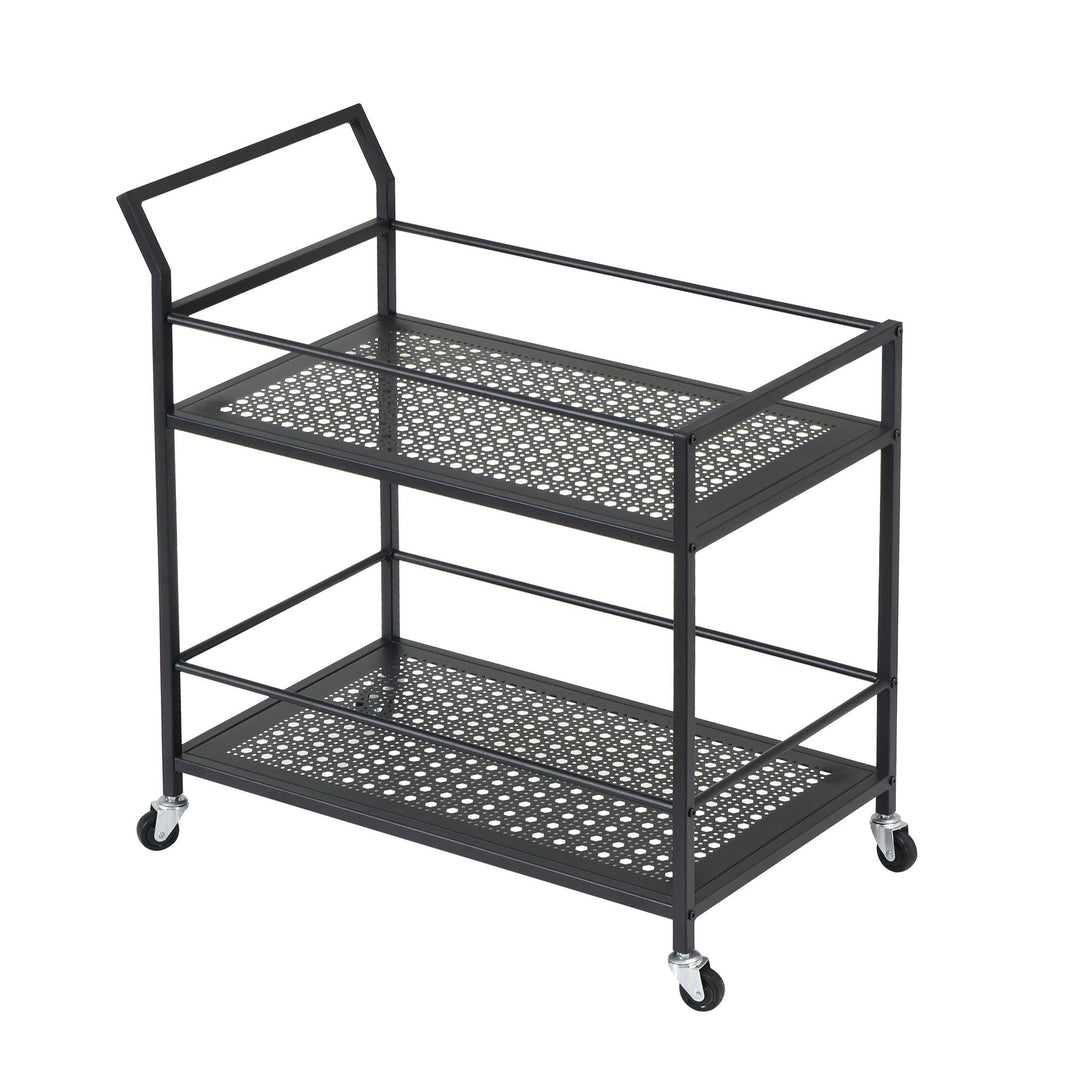 FineBuy Servierwagen Metall 79x45x83 cm mit Rollen & Bremsen, Küchenwagen 2 Ebenen, Barwagen & Rollw