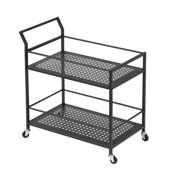 FineBuy Servierwagen Metall 79x45x83 cm mit Rollen & Bremsen, Küchenwagen 2 Ebenen, Barwagen & Rollw