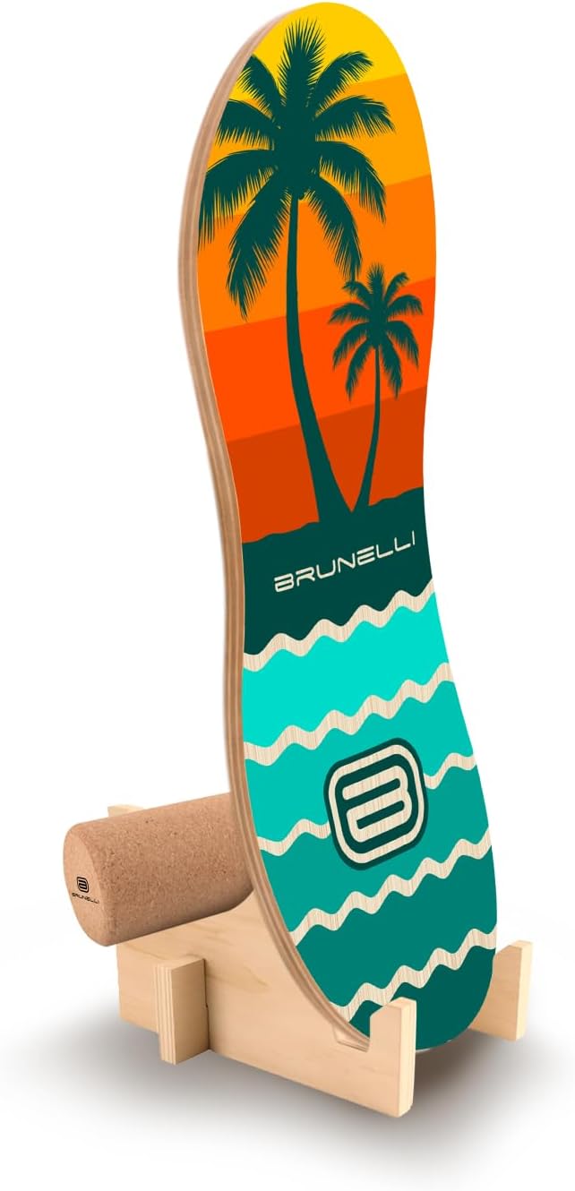 Brunelli Balance Board Holz Komplettset - Balanceboard mit Rolle & Halbkugel Gleichgewicht Core Trai