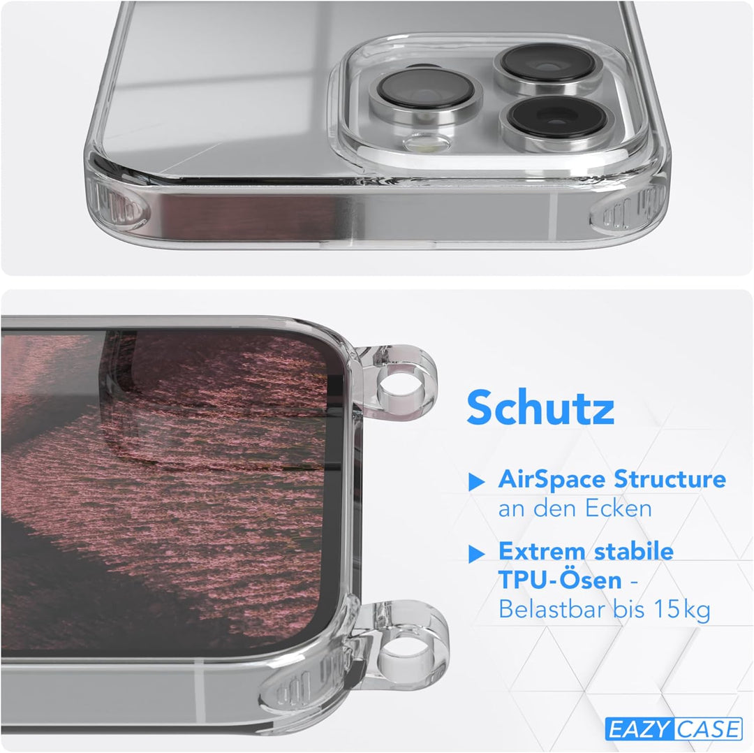 EAZY CASE Handykette kompatibel mit iPhone 14 Pro Max Handyhülle mit Umhängeband, Handykordel mit Sc