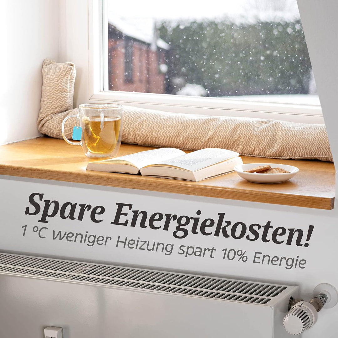 2 Stück Zugluftstopper für Fenster bis 120cm - Waschbar - Energiesparend - Extra Lang & Schwer - Auc