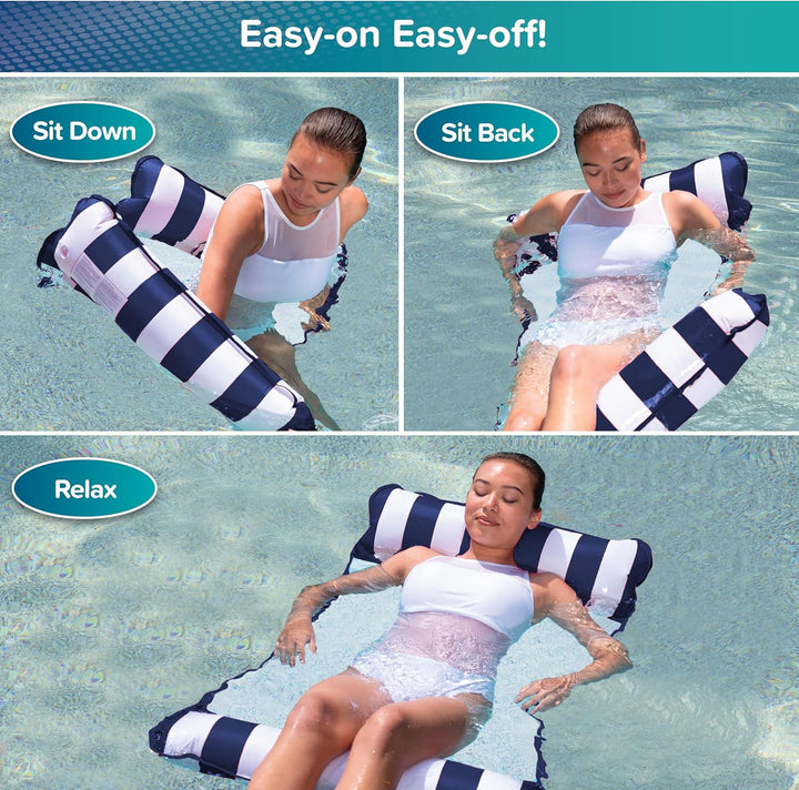 Aqua 2-in-1 Catalina XL Pool Float and Water Hammock – 1-2 Person, Multi-Purpose Inflatable Pool Flo