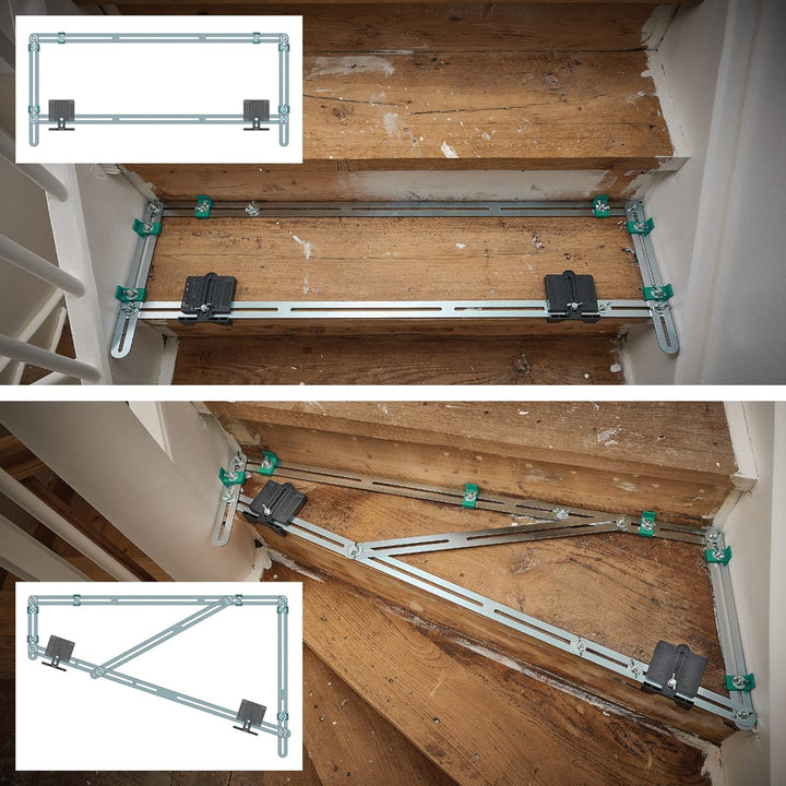 wolfcraft Treppenlehre 5210000 – Messwerkzeug für den Treppenbau – Treppenschablone zum Übertragen v