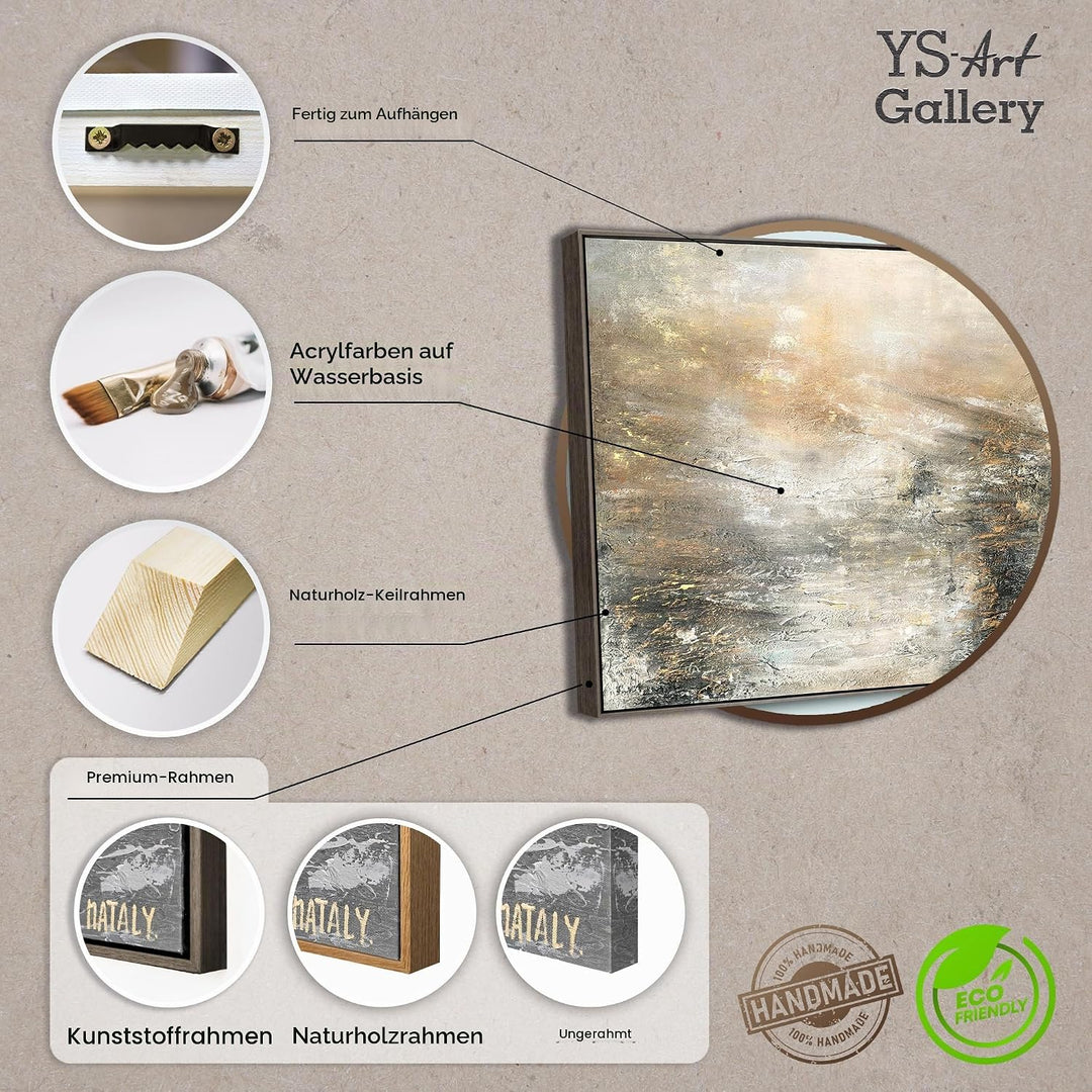 YS-Art Abstrakt Acryl Gemälde auf Leinwand Kraft der Elemente handgemalt Wandbilder Wohnzimmer moder