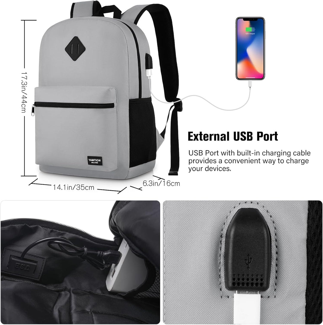YAMTION 17,3 Zoll Rucksack Herren Schulrucksack Damen,Schulranzen Jungen Teenager Schultasche Mädche