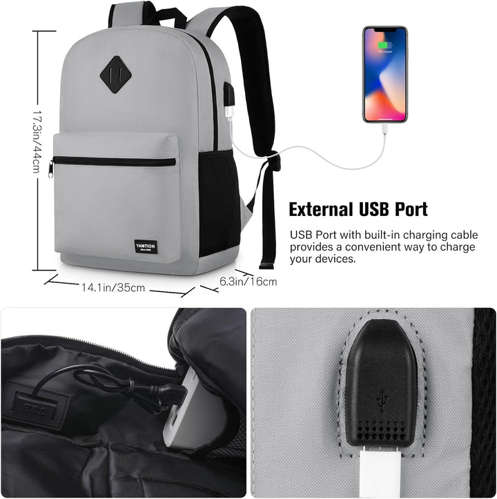 YAMTION 17,3 Zoll Rucksack Herren Schulrucksack Damen,Schulranzen Jungen Teenager Schultasche Mädche